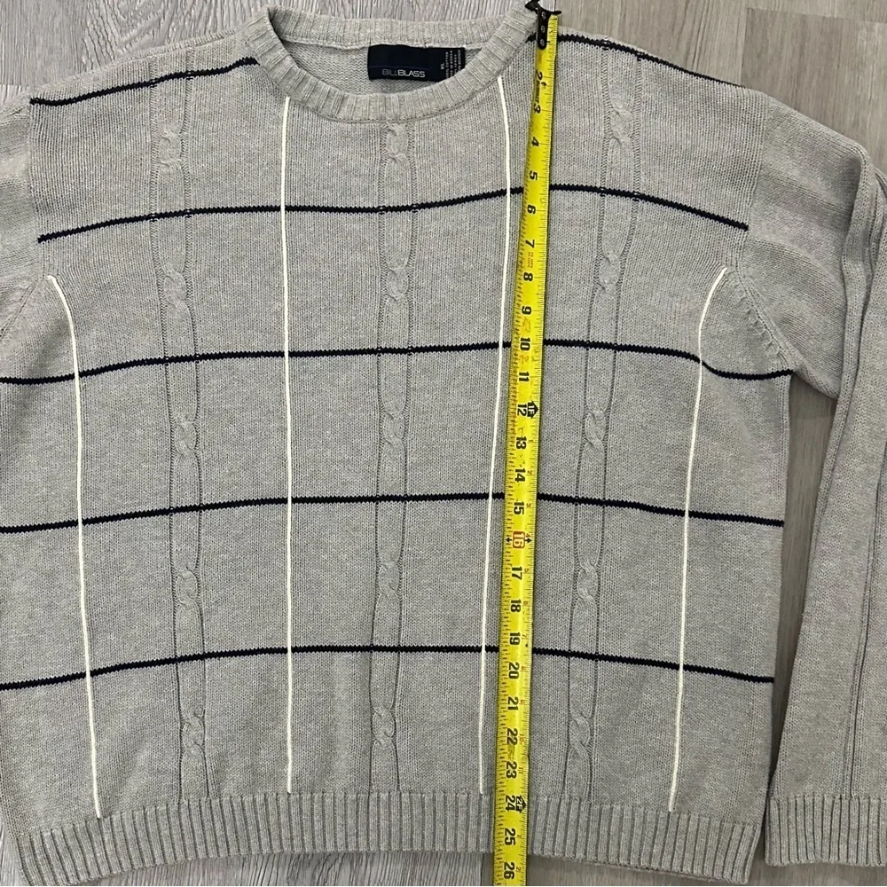 Vntg Gray Plaid Grandpacore Sweater Mens XL Cable Knit Preppy Academia Old Money